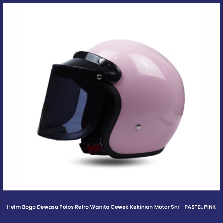 Helm Bogo Dewasa Polos Retro Wanita Cewek Kekinian Motor SNI