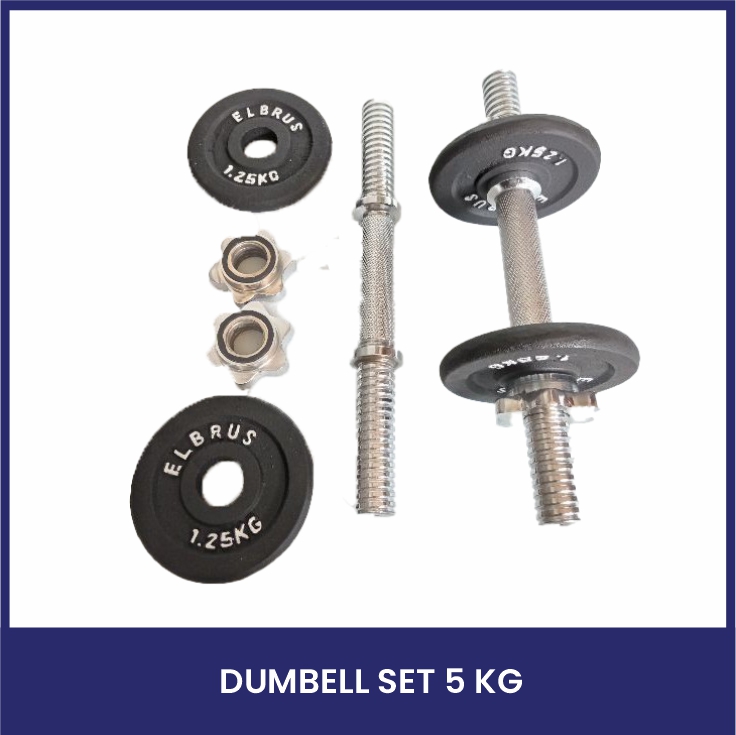 Dumbell Set Besi 5 Kg Pegangan Besi Sepasang - Barbel Set Besi 5 Kg Sepasang