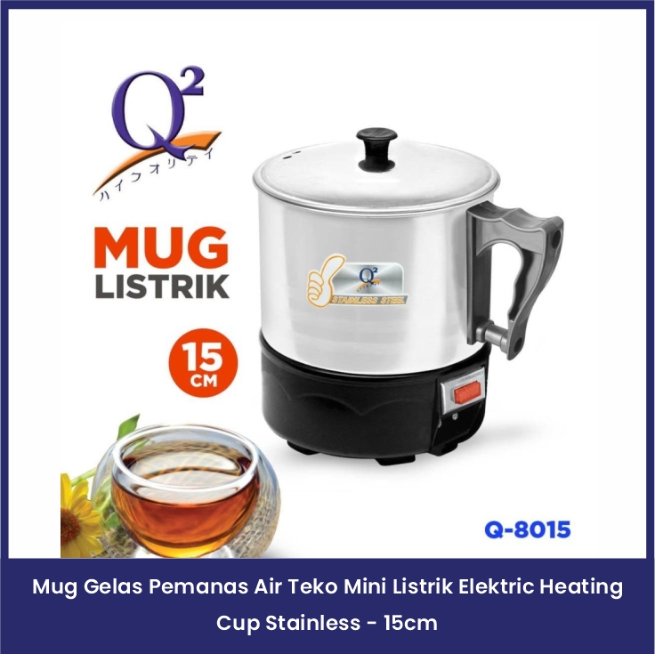 Mug Gelas Pemanas Air Teko Mini Listrik Elektric Heating Cup Stainless - 15cm