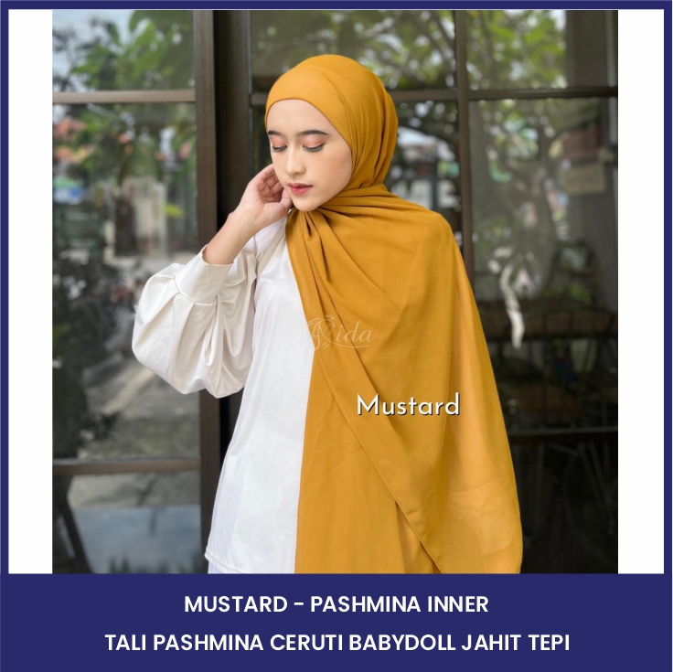 MUSTARD - Pashmina Inner Tali Pashmina Ceruti Babydoll Jahit