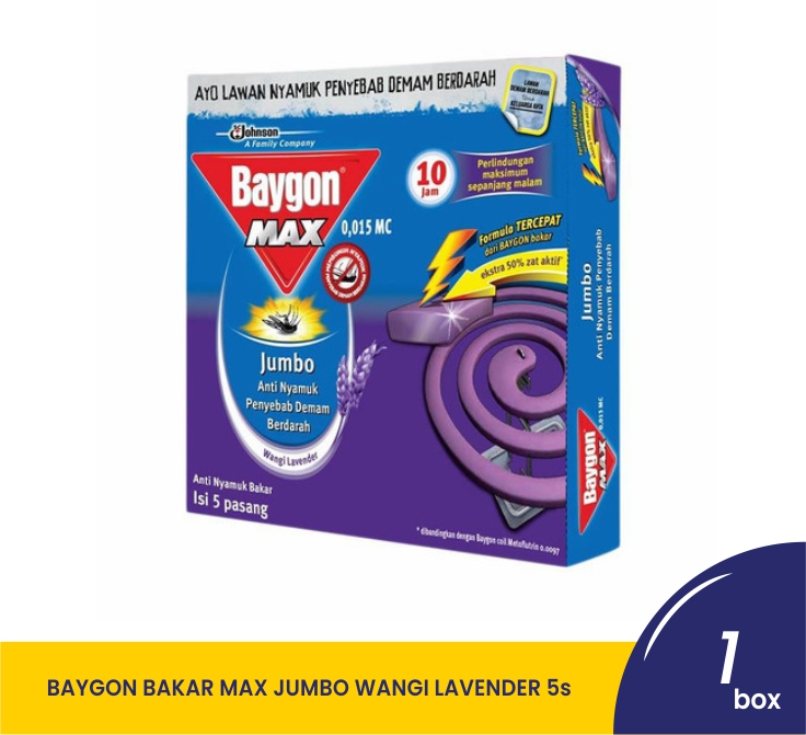 BAYGON BAKAR MAX JUMBO WANGI LAVENDER BOX-5s