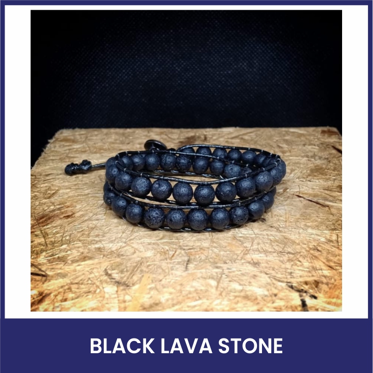 Gelang batu Black Lava stone