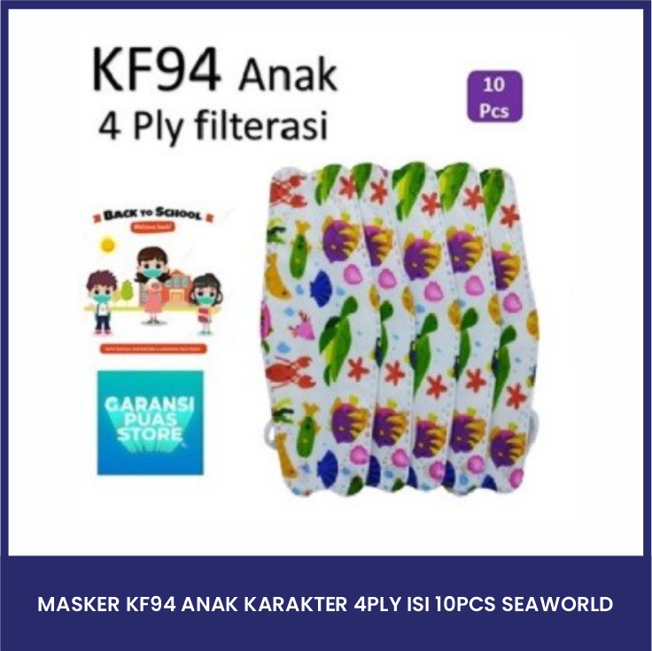 Masker KF94 Anak Karakter 4ply Isi 10pcs / Pack Masker KF94 4Ply Anak - SeaWorld