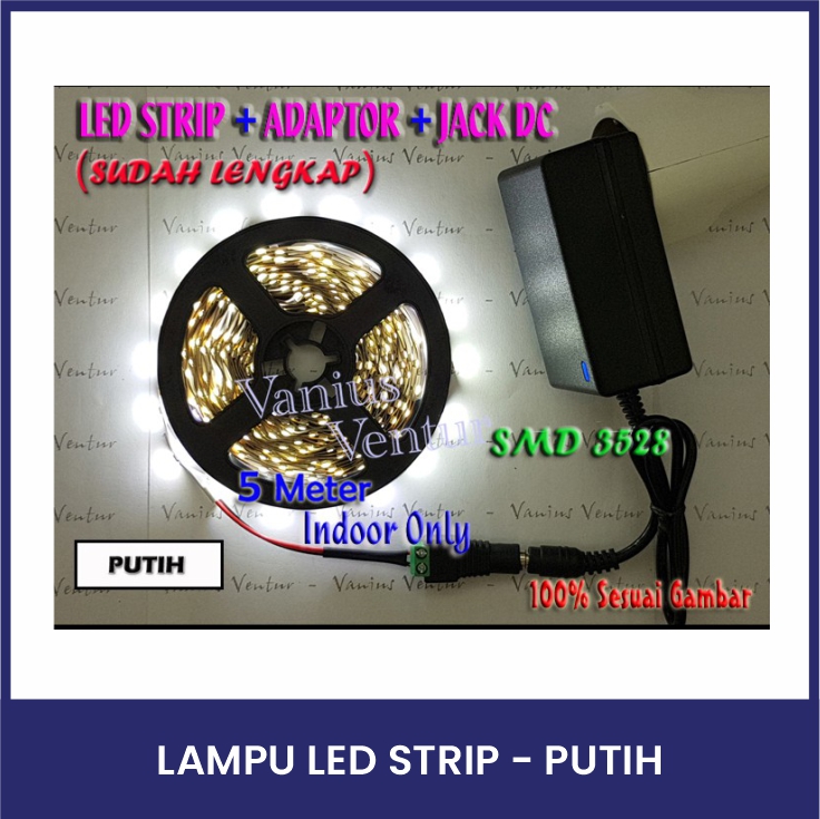 Lampu LED Strip - Paket - Pilih Warna WHITE/WARM WHITE