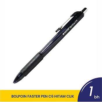 BOLPOIN FASTER PEN C6 HITAM CLIK