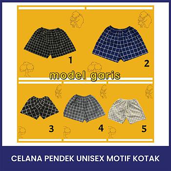 CELANA PENDEK UNISEX MOTIF KOTAK