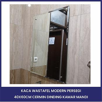 40x60cm Cermin Dinding Kamar Mandi Kaca Wastafel Modern Persegi